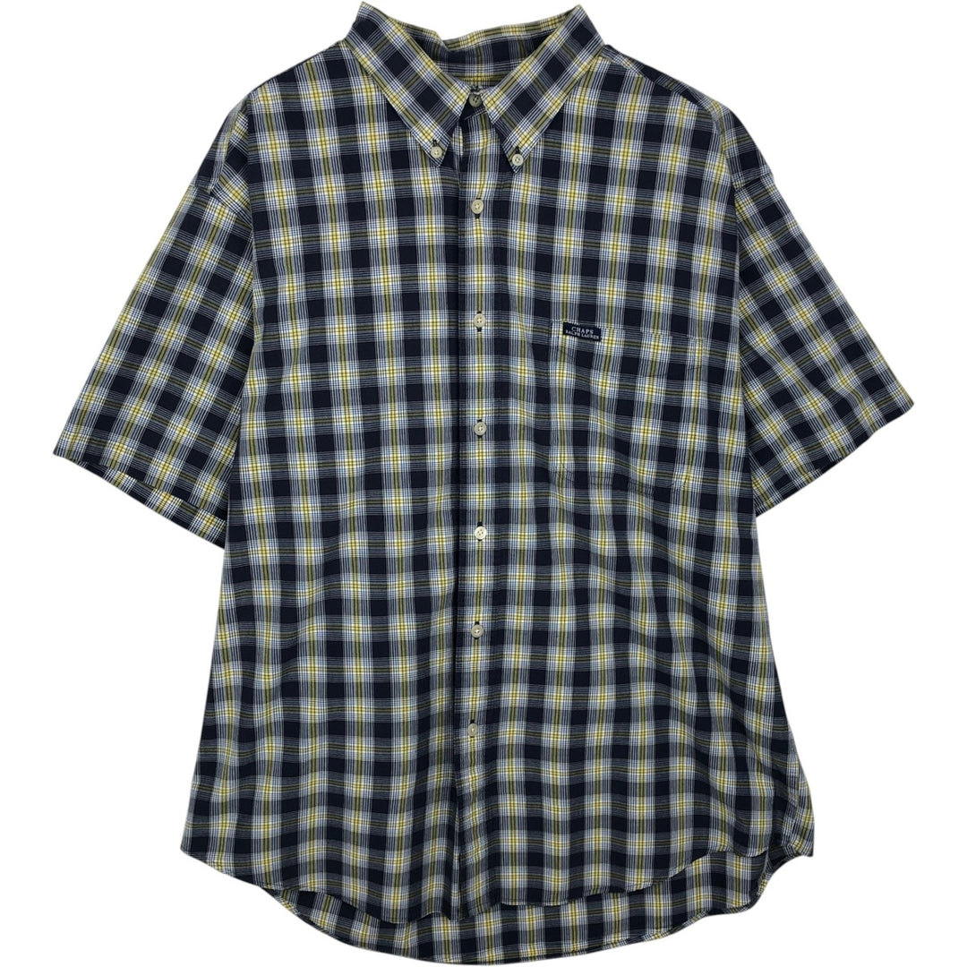 Ralph Lauren CHAPS short sleeve button down check shirt men's XL size cotton navy blue type Vintage Second Hand