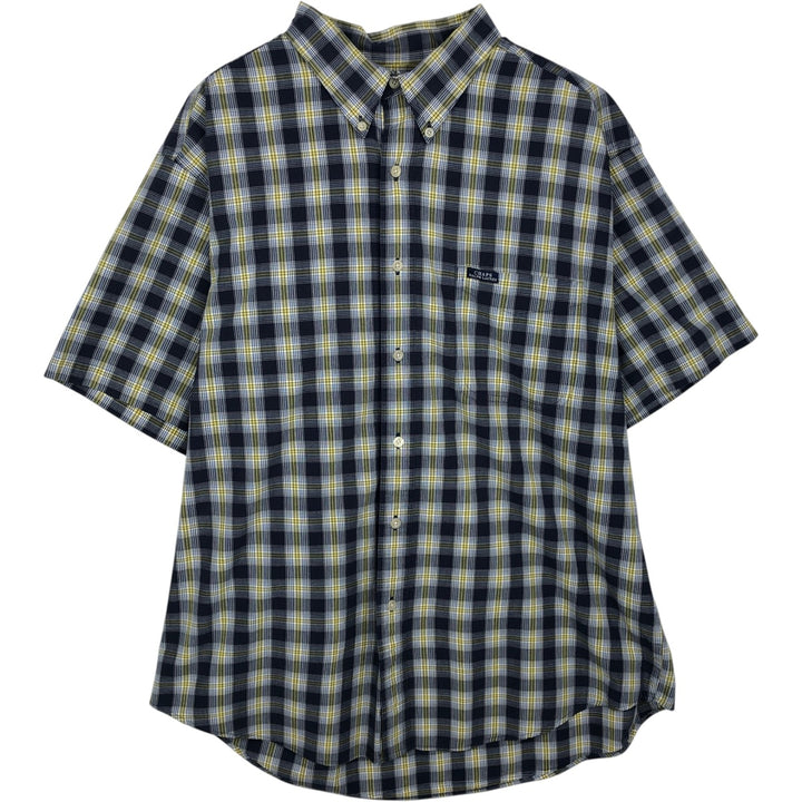 Ralph Lauren CHAPS short sleeve button down check shirt men's XL size cotton navy blue type Vintage Second Hand