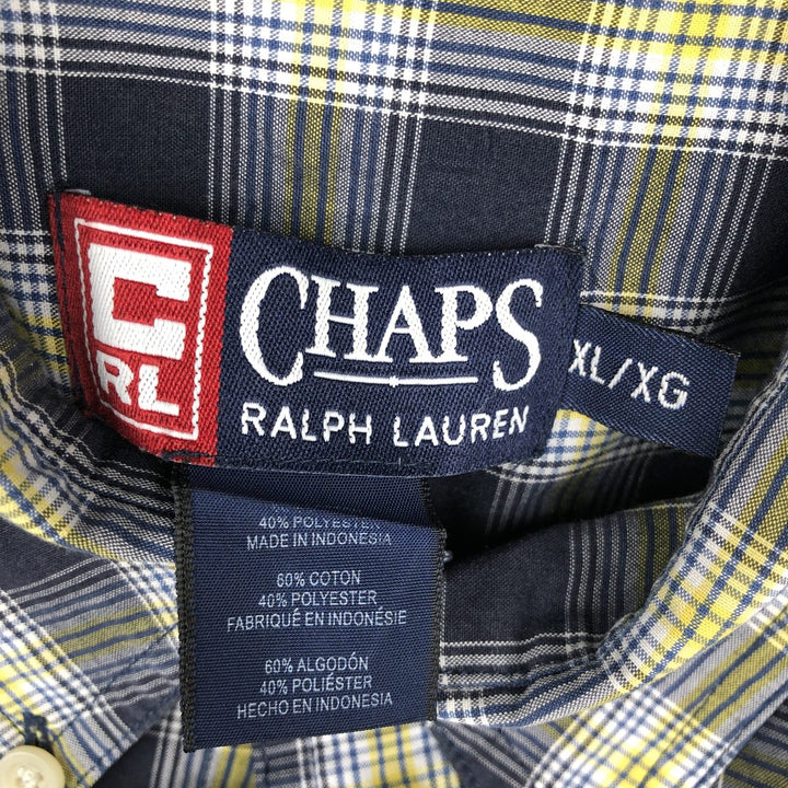 Ralph Lauren CHAPS short sleeve button down check shirt men's XL size cotton navy blue type Vintage Second Hand