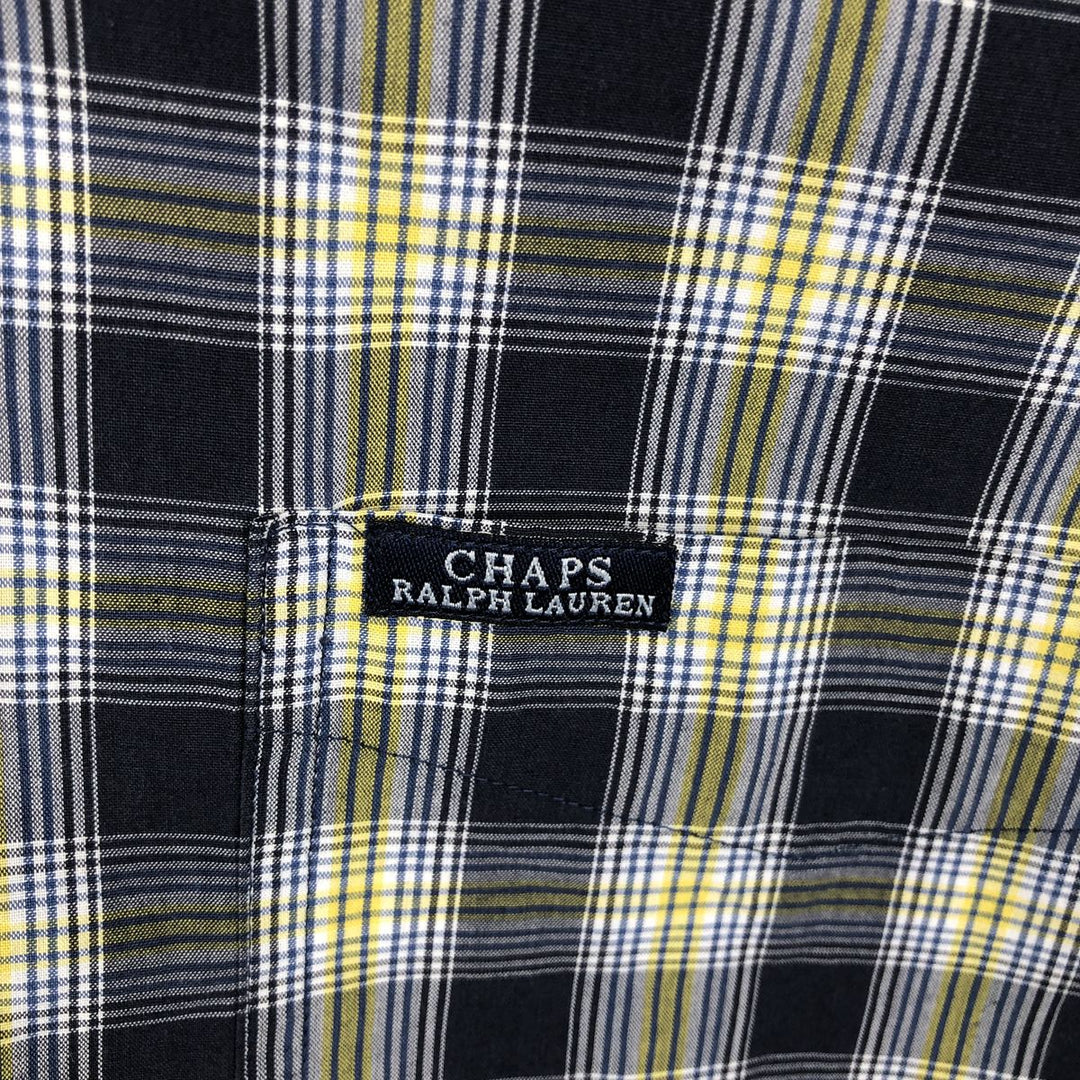 Ralph Lauren CHAPS short sleeve button down check shirt men's XL size cotton navy blue type Vintage Second Hand