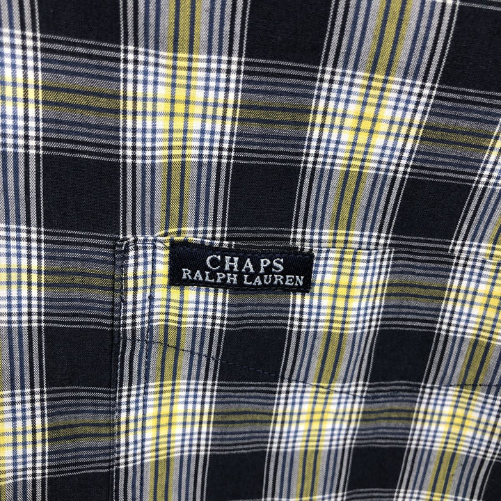 Ralph Lauren CHAPS short sleeve button down check shirt men's XL size cotton navy blue type Vintage Second Hand