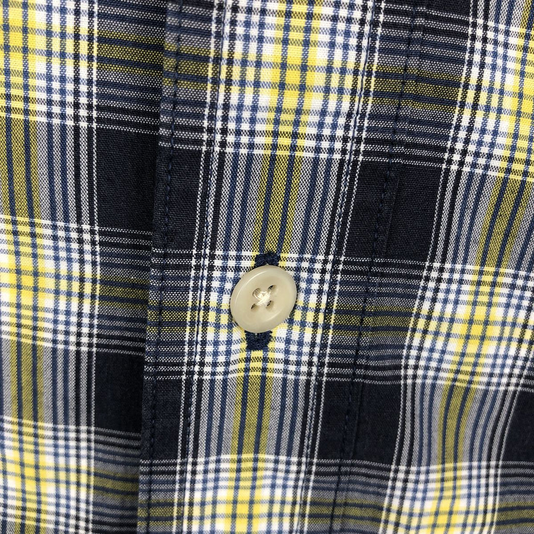 Ralph Lauren CHAPS short sleeve button down check shirt men's XL size cotton navy blue type Vintage Second Hand