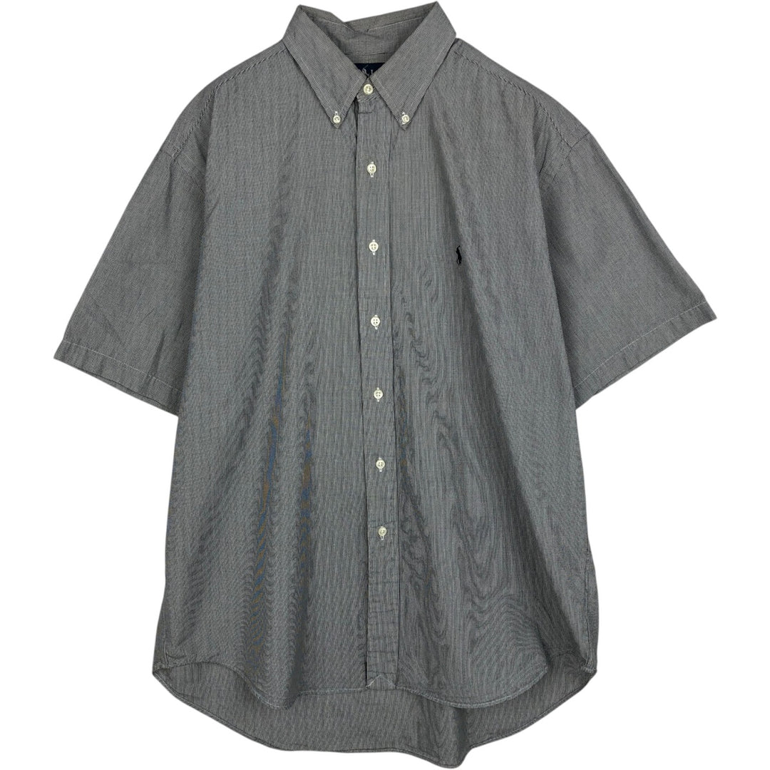 Ralph Lauren BLAKE short sleeve button down check shirt, men's size L cotton gray type Vintage Second Hand