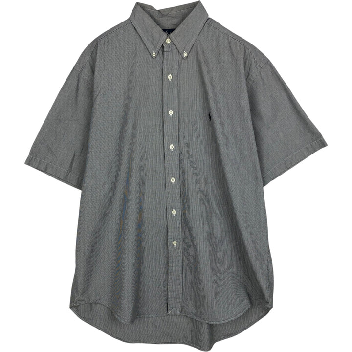 Ralph Lauren BLAKE short sleeve button down check shirt, men's size L cotton gray type Vintage Second Hand