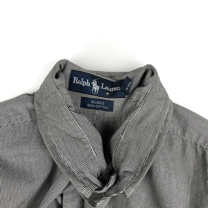 Ralph Lauren BLAKE short sleeve button down check shirt, men's size L cotton gray type Vintage Second Hand