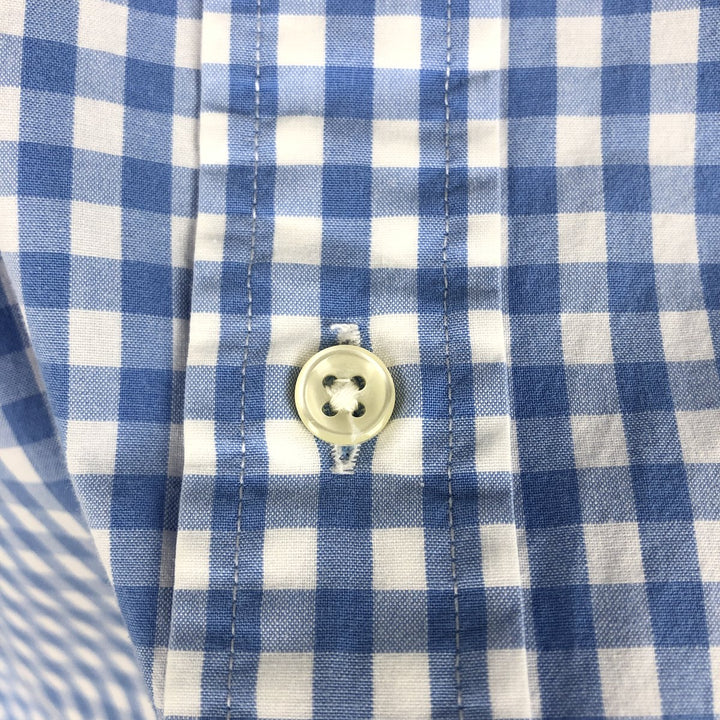 Ralph Lauren Classic Fit Gingham Check Short Sleeve Button Down Check Shirt Men's Size L cotton Blue type light blue Vintage Second Hand