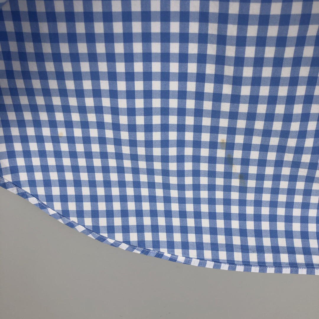 Ralph Lauren Classic Fit Gingham Check Short Sleeve Button Down Check Shirt Men's Size L cotton Blue type light blue Vintage Second Hand
