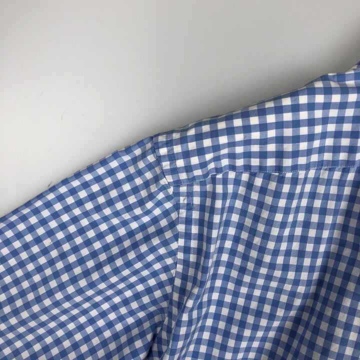 Ralph Lauren Classic Fit Gingham Check Short Sleeve Button Down Check Shirt Men's Size L cotton Blue type light blue Vintage Second Hand