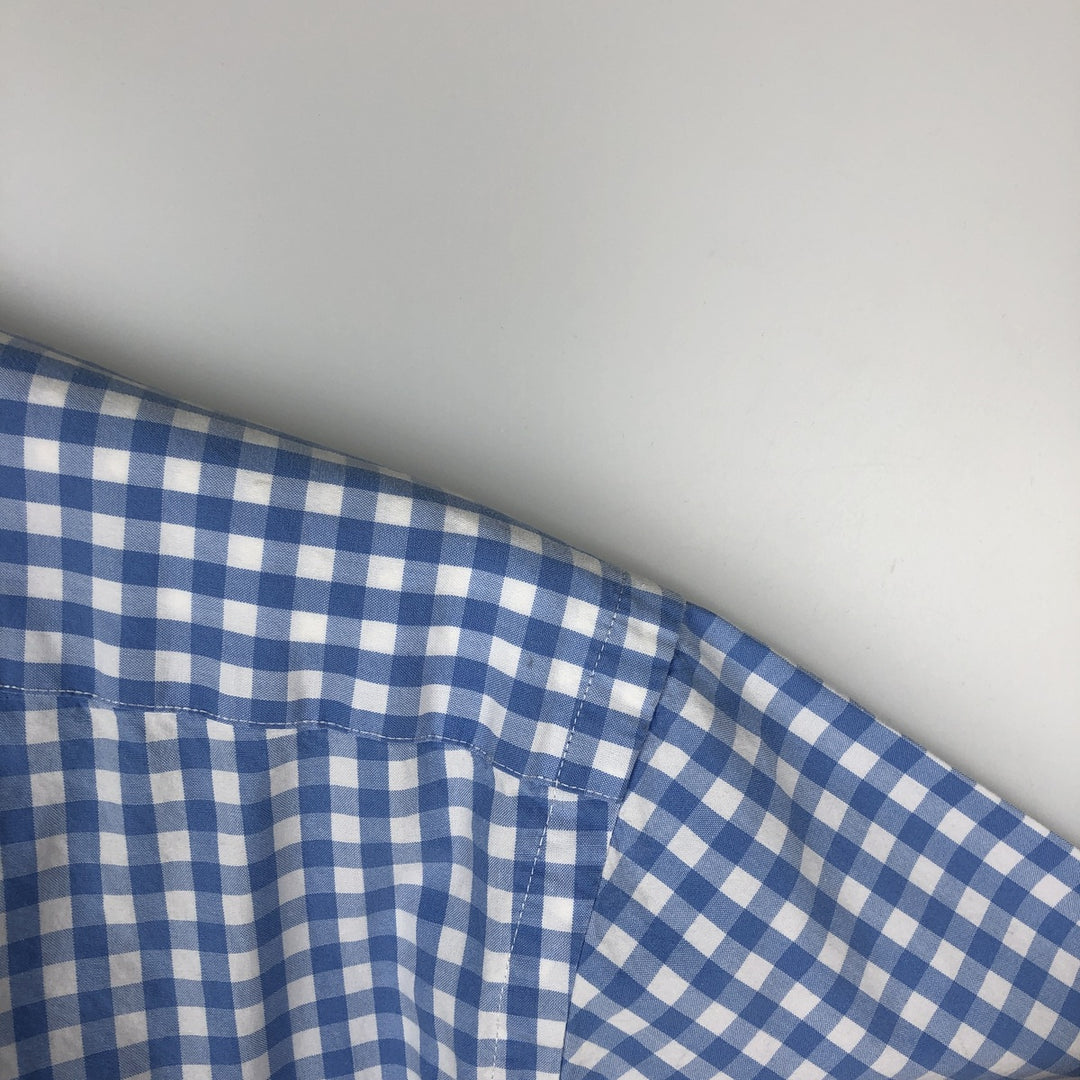 Ralph Lauren Classic Fit Gingham Check Short Sleeve Button Down Check Shirt Men's Size L cotton Blue type light blue Vintage Second Hand