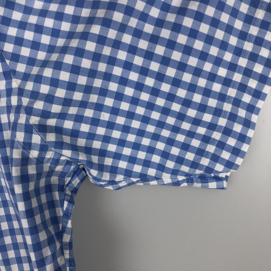 Ralph Lauren Classic Fit Gingham Check Short Sleeve Button Down Check Shirt Men's Size L cotton Blue type light blue Vintage Second Hand