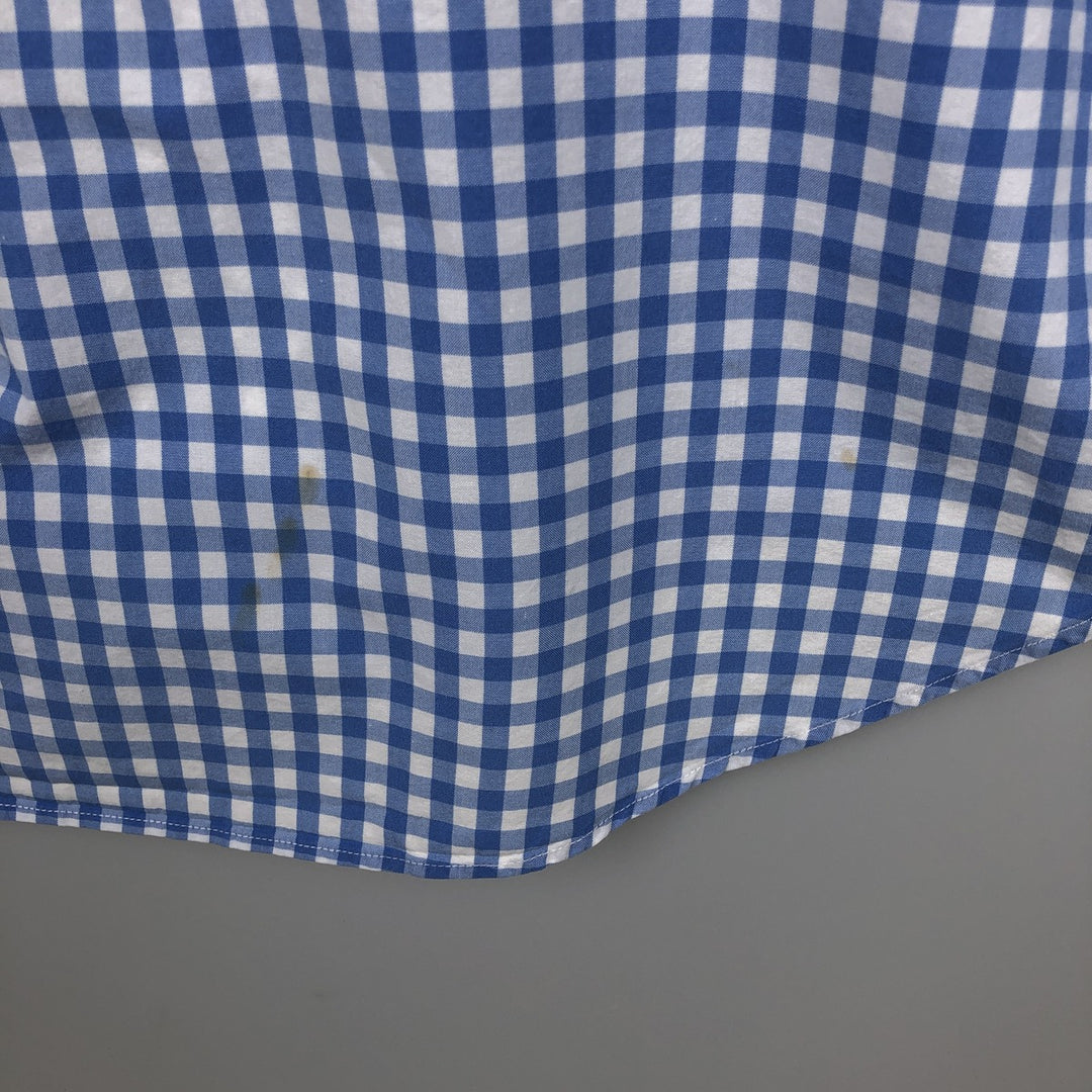 Ralph Lauren Classic Fit Gingham Check Short Sleeve Button Down Check Shirt Men's Size L cotton Blue type light blue Vintage Second Hand