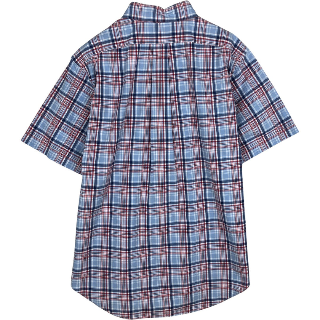 Ralph Lauren Classic Fit short sleeve button down check shirt, men's size L cotton blue type Vintage Second Hand