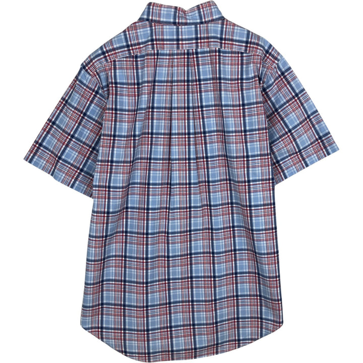 Ralph Lauren Classic Fit short sleeve button down check shirt, men's size L cotton blue type Vintage Second Hand
