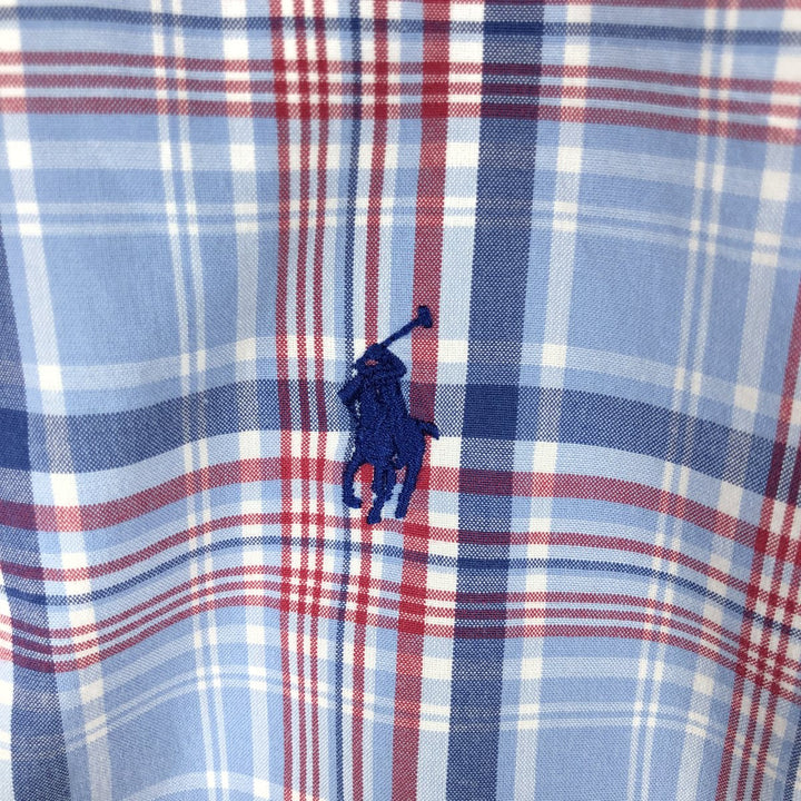 Ralph Lauren Classic Fit short sleeve button down check shirt, men's size L cotton blue type Vintage Second Hand