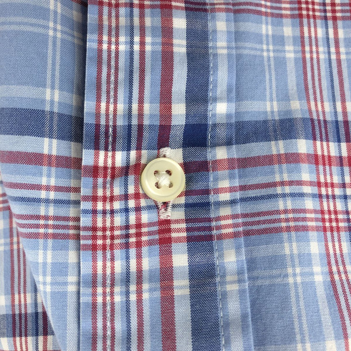Ralph Lauren Classic Fit short sleeve button down check shirt, men's size L cotton blue type Vintage Second Hand
