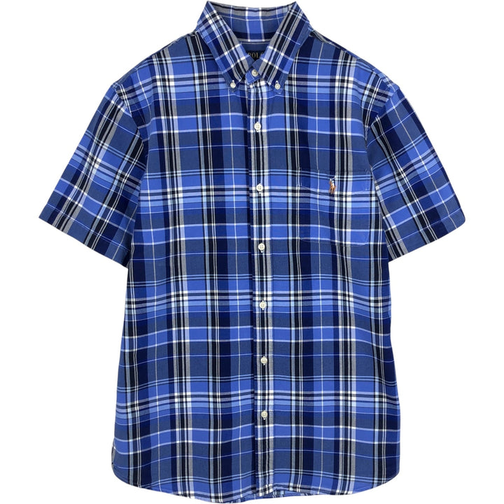 Ralph Lauren POLO RALPH LAUREN CLASSIC FIT Short-Sleeve Button-Down Check Shirt, Men's Size L (approx.) cotton blue type Vintage Second Hand