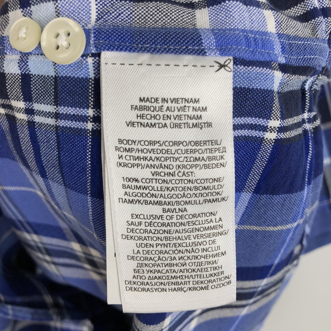 Ralph Lauren POLO RALPH LAUREN CLASSIC FIT Short-Sleeve Button-Down Check Shirt, Men's Size L (approx.) cotton blue type Vintage Second Hand
