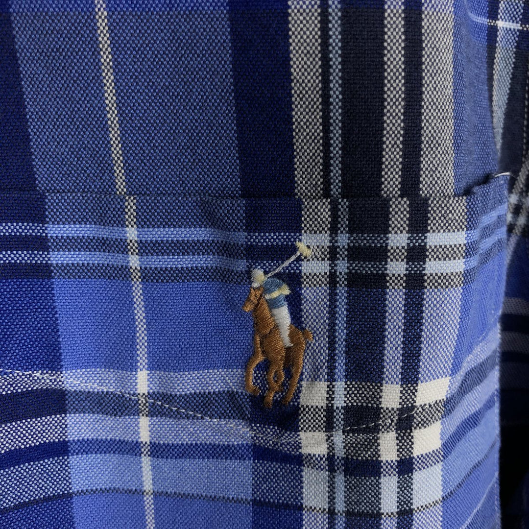 Ralph Lauren POLO RALPH LAUREN CLASSIC FIT Short-Sleeve Button-Down Check Shirt, Men's Size L (approx.) cotton blue type Vintage Second Hand