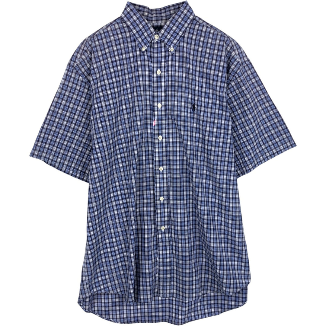Ralph Lauren BLAKE short sleeve button down check shirt, men's size L cotton blue type Vintage Second Hand