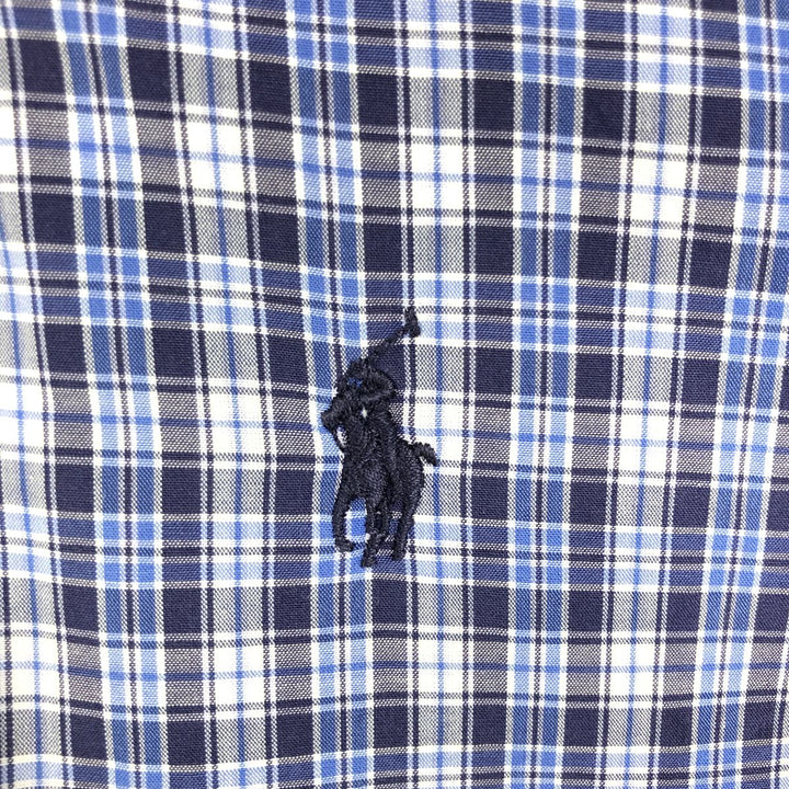 Ralph Lauren BLAKE short sleeve button down check shirt, men's size L cotton blue type Vintage Second Hand