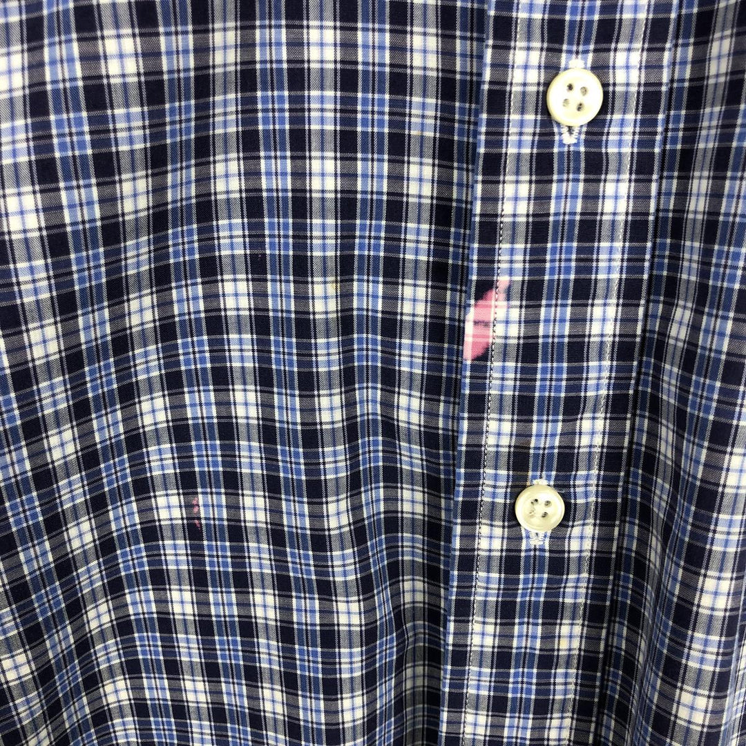 Ralph Lauren BLAKE short sleeve button down check shirt, men's size L cotton blue type Vintage Second Hand