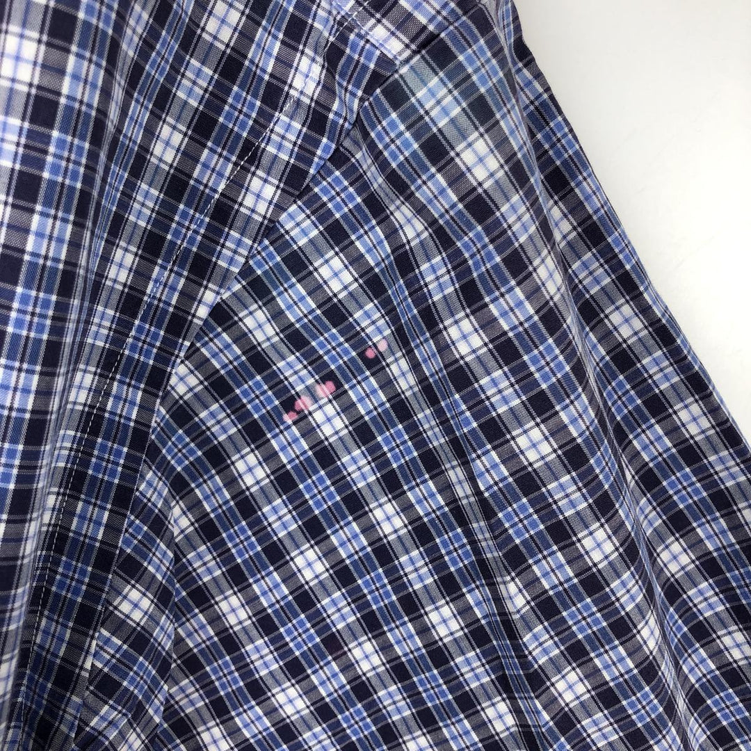 Ralph Lauren BLAKE short sleeve button down check shirt, men's size L cotton blue type Vintage Second Hand