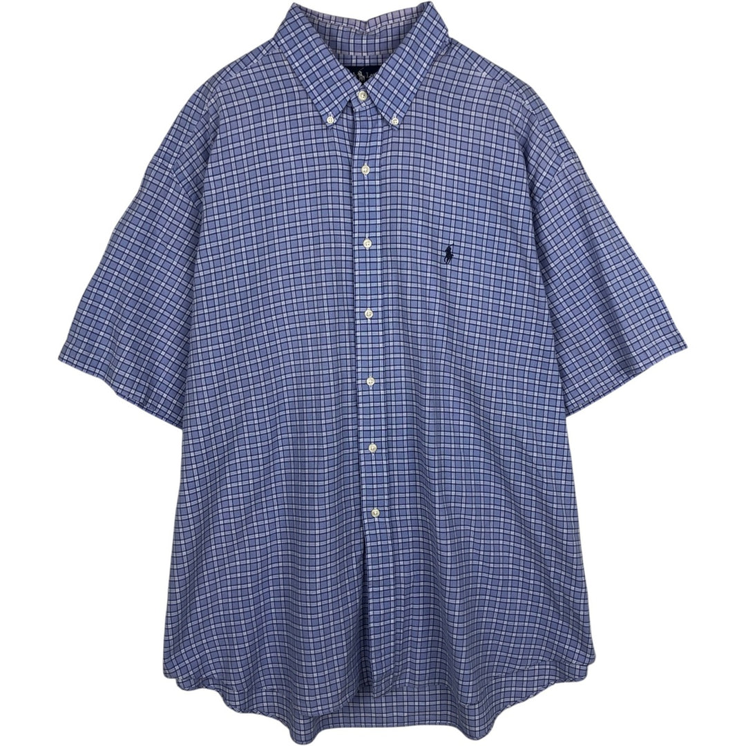 Ralph Lauren BLAKE short sleeve button down check shirt, men's size XXL cotton blue type Vintage Second Hand