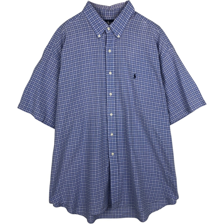 Ralph Lauren BLAKE short sleeve button down check shirt, men's size XXL cotton blue type Vintage Second Hand
