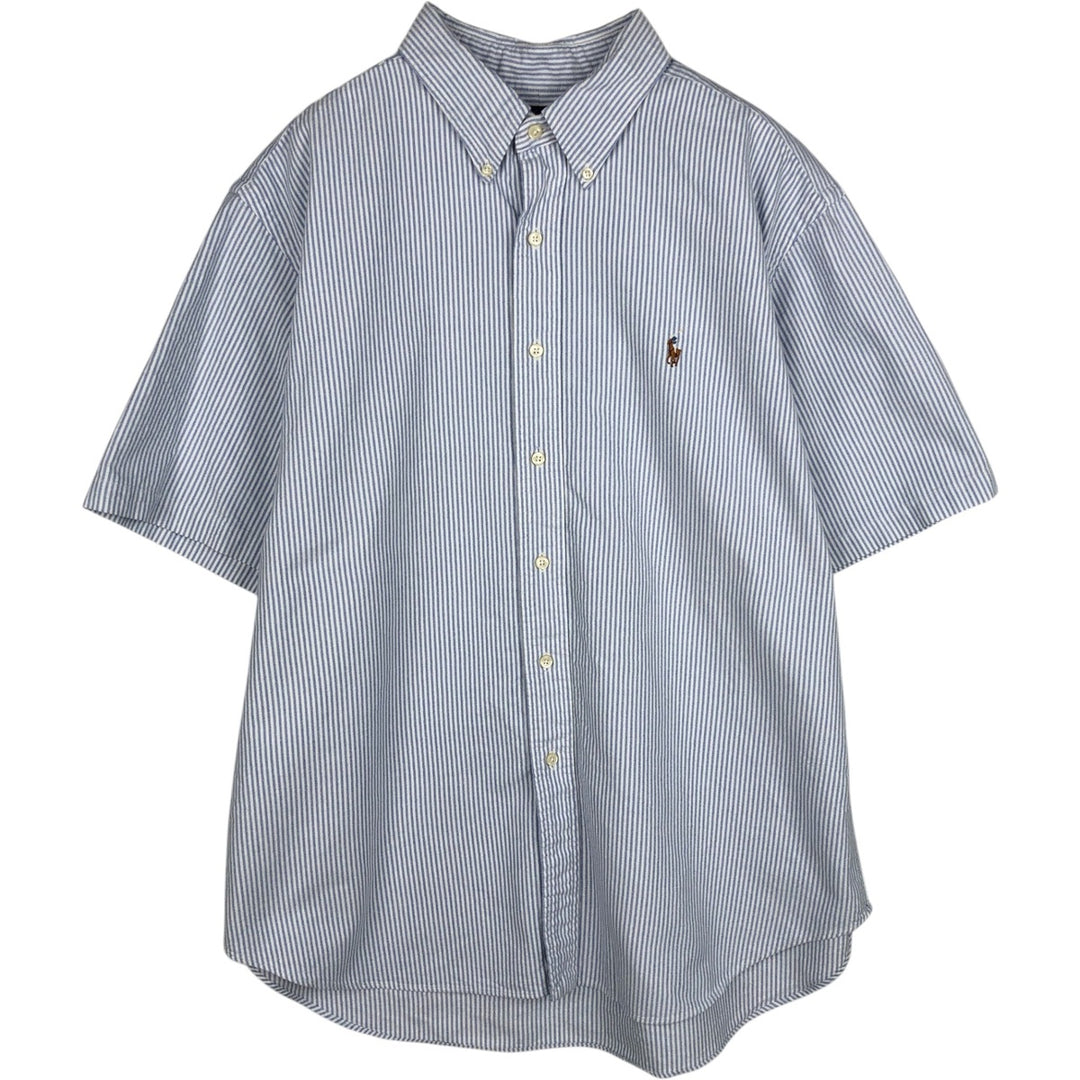 Ralph Lauren Classic Fit Short Sleeve Button Down Striped Shirt Men's XL cotton navy blue type Vintage Second Hand