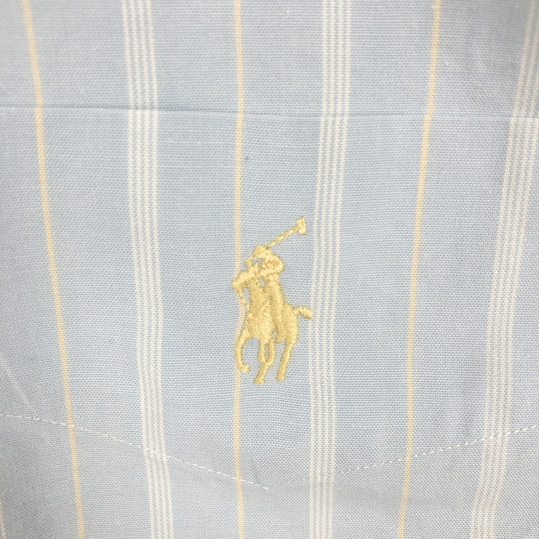 Ralph Lauren TILDEN Multi-stripe Short-Sleeve Button-Down Striped Shirt, Men's Size L (approx.) cotton Blue type light blue Vintage Second Hand