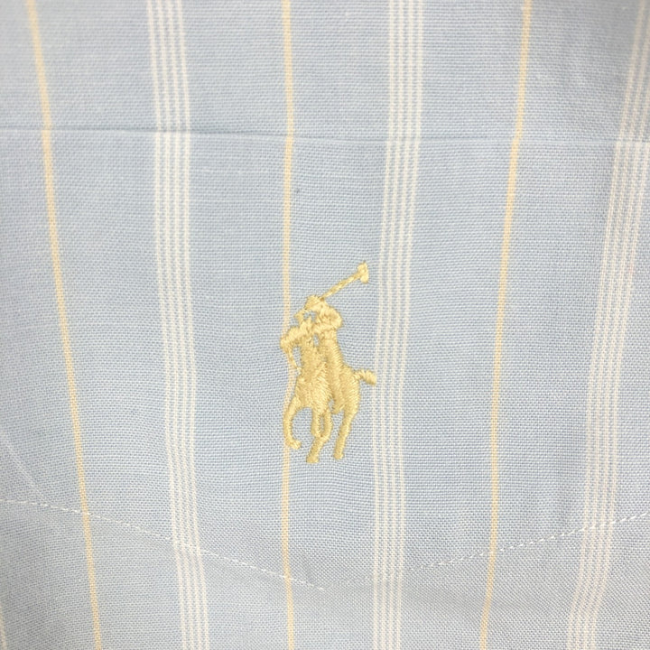 Ralph Lauren TILDEN Multi-stripe Short-Sleeve Button-Down Striped Shirt, Men's Size L (approx.) cotton Blue type light blue Vintage Second Hand