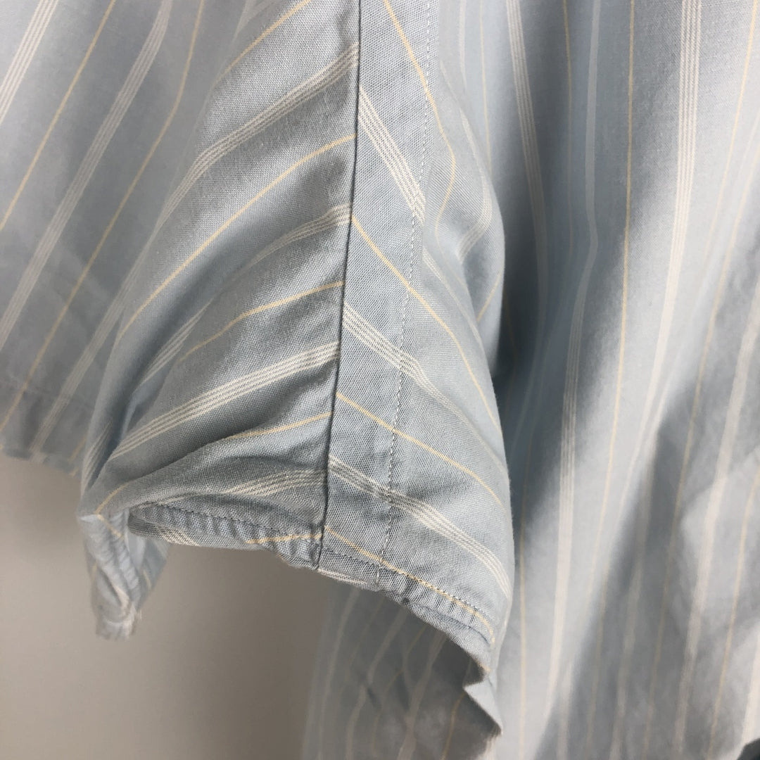 Ralph Lauren TILDEN Multi-stripe Short-Sleeve Button-Down Striped Shirt, Men's Size L (approx.) cotton Blue type light blue Vintage Second Hand
