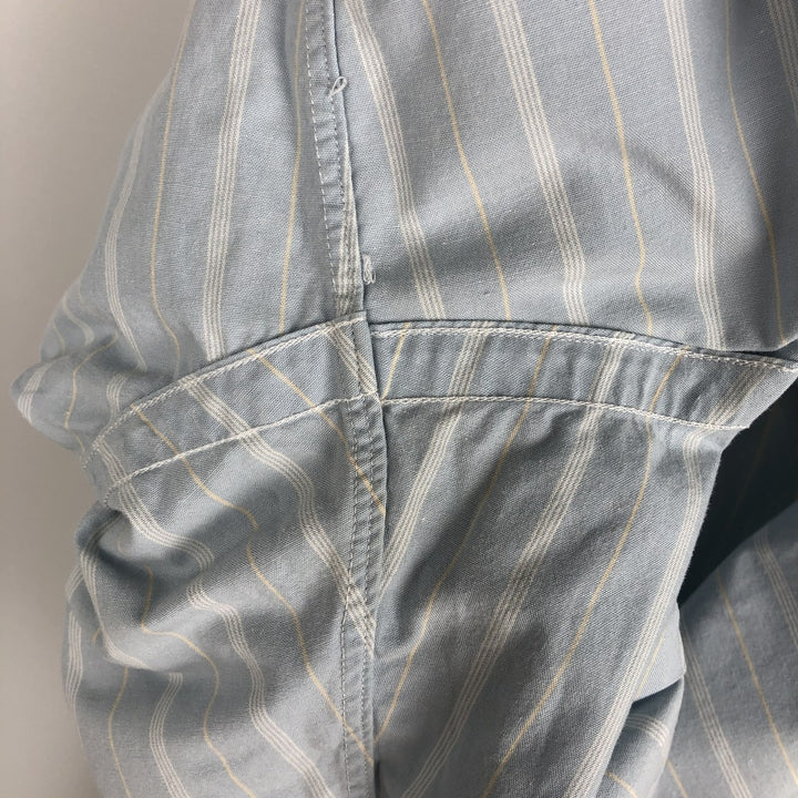 Ralph Lauren TILDEN Multi-stripe Short-Sleeve Button-Down Striped Shirt, Men's Size L (approx.) cotton Blue type light blue Vintage Second Hand