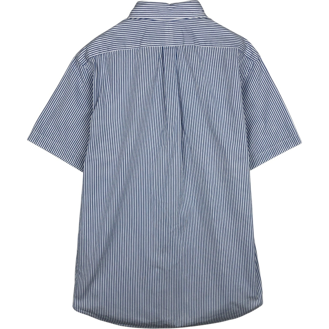 Ralph Lauren short sleeve button down striped shirt, men's size L cotton Navy blue Vintage Second Hand