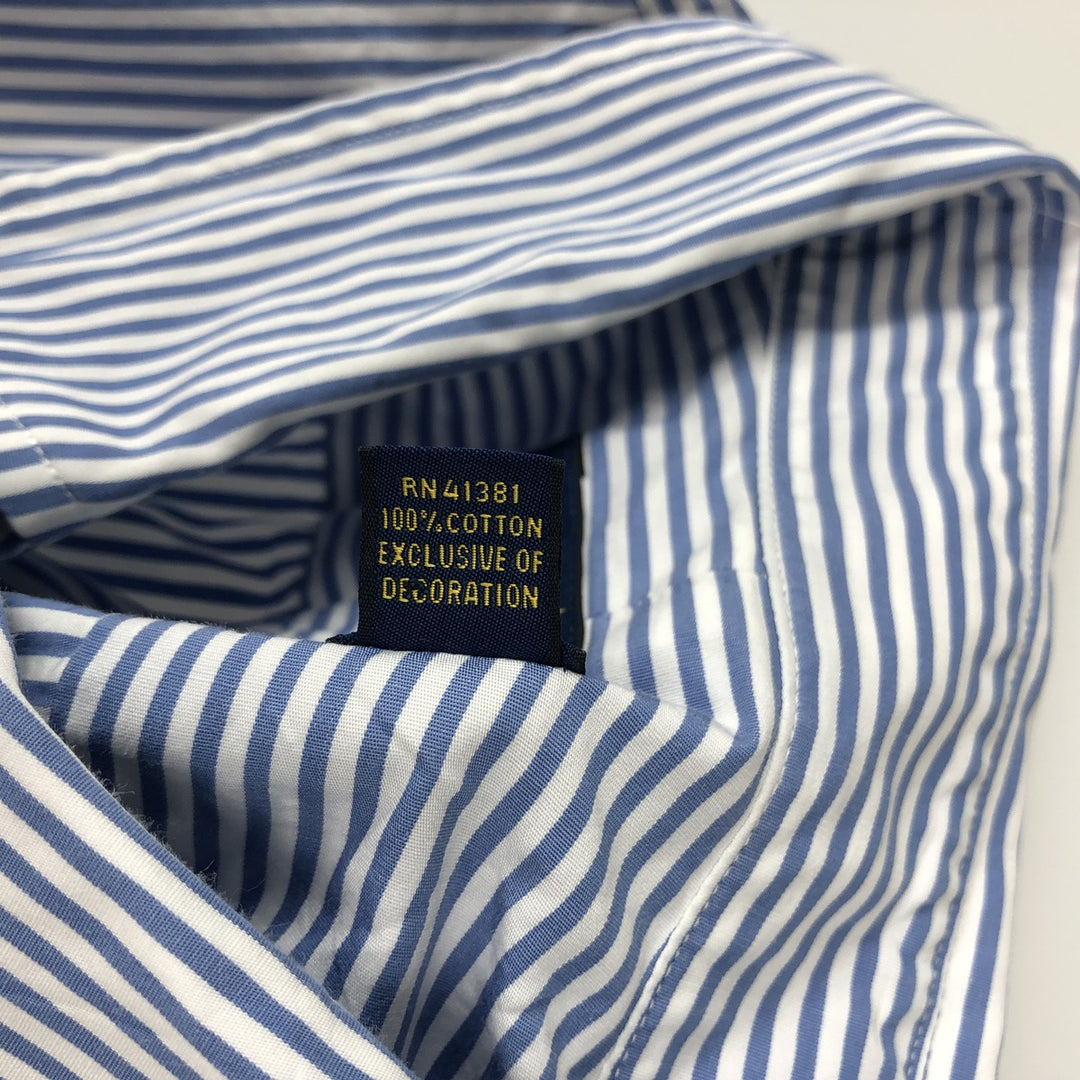 Ralph Lauren short sleeve button down striped shirt, men's size L cotton Navy blue Vintage Second Hand