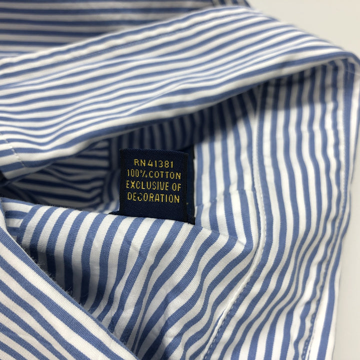Ralph Lauren short sleeve button down striped shirt, men's size L cotton Navy blue Vintage Second Hand