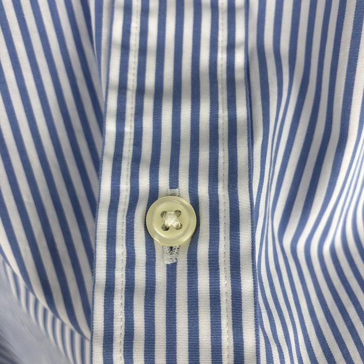Ralph Lauren short sleeve button down striped shirt, men's size L cotton Navy blue Vintage Second Hand