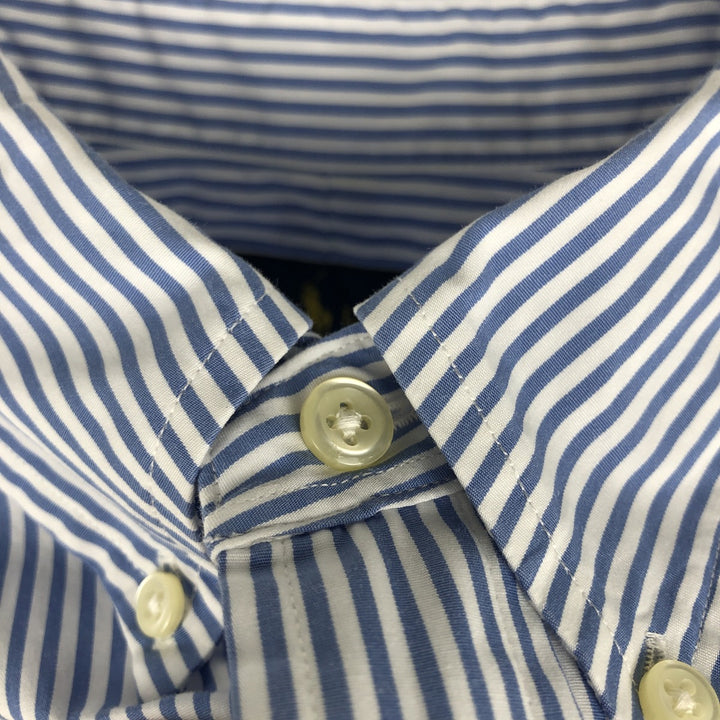 Ralph Lauren short sleeve button down striped shirt, men's size L cotton Navy blue Vintage Second Hand