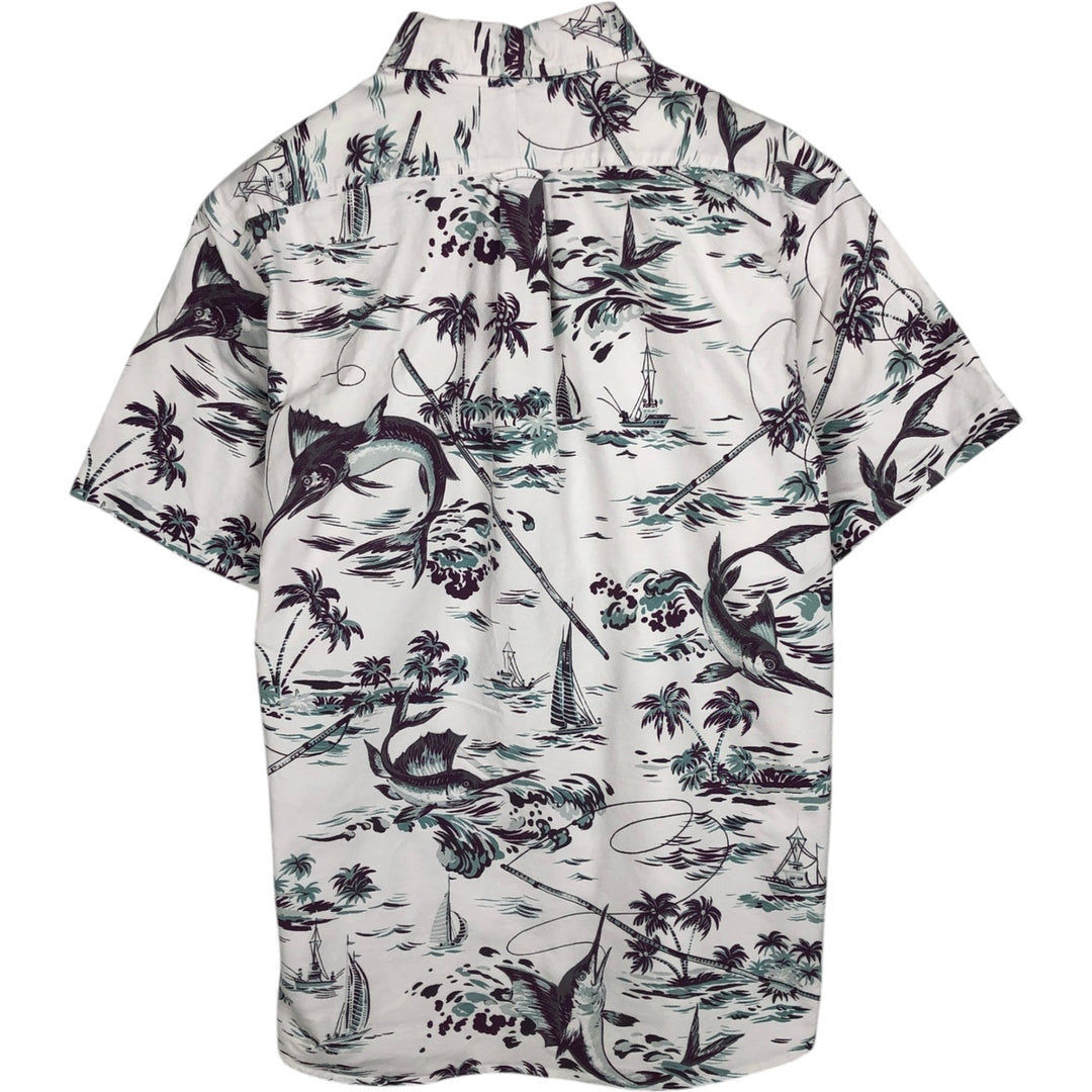 Ralph Lauren all-over print short-sleeved button-down shirt, men's size L cotton white type Vintage Second Hand