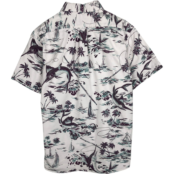 Ralph Lauren all-over print short-sleeved button-down shirt, men's size L cotton white type Vintage Second Hand