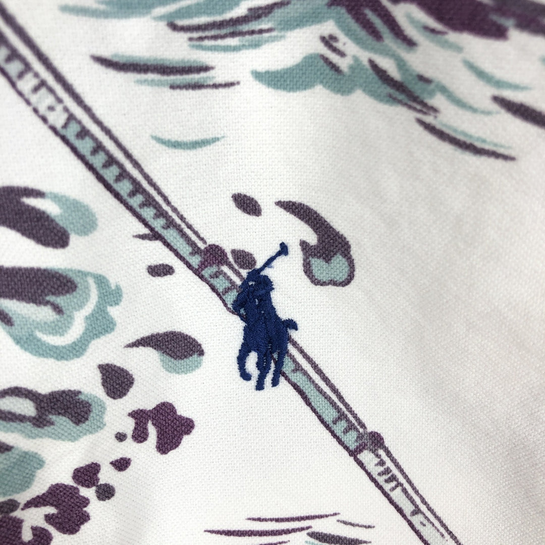 Ralph Lauren all-over print short-sleeved button-down shirt, men's size L cotton white type Vintage Second Hand