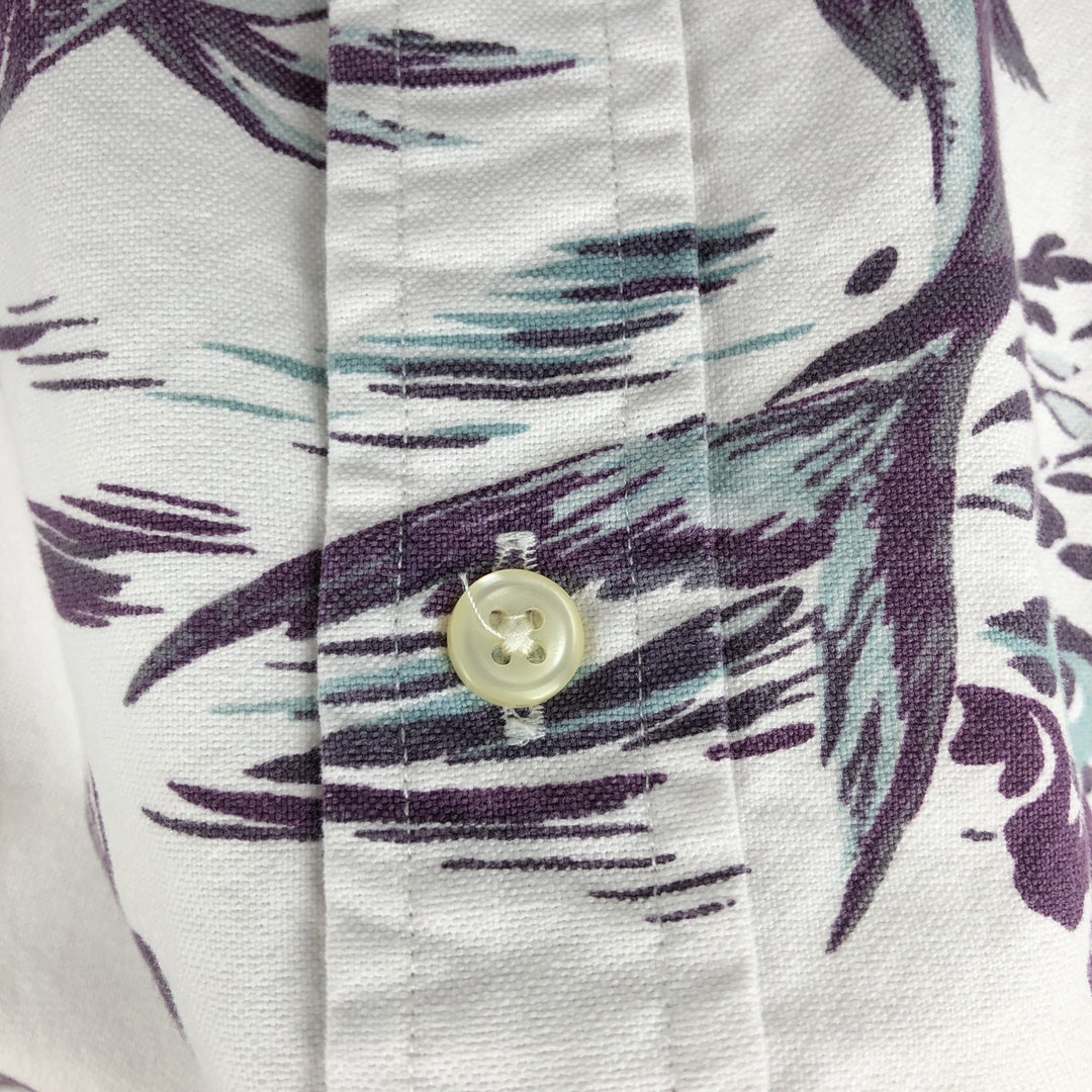 Ralph Lauren all-over print short-sleeved button-down shirt, men's size L cotton white type Vintage Second Hand
