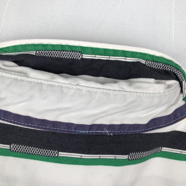 Ralph Lauren CHAPS Multi-stripe Short-Sleeve Button-Down Striped Shirt, Men's Size XL (approx.) cotton white type Vintage Second Hand