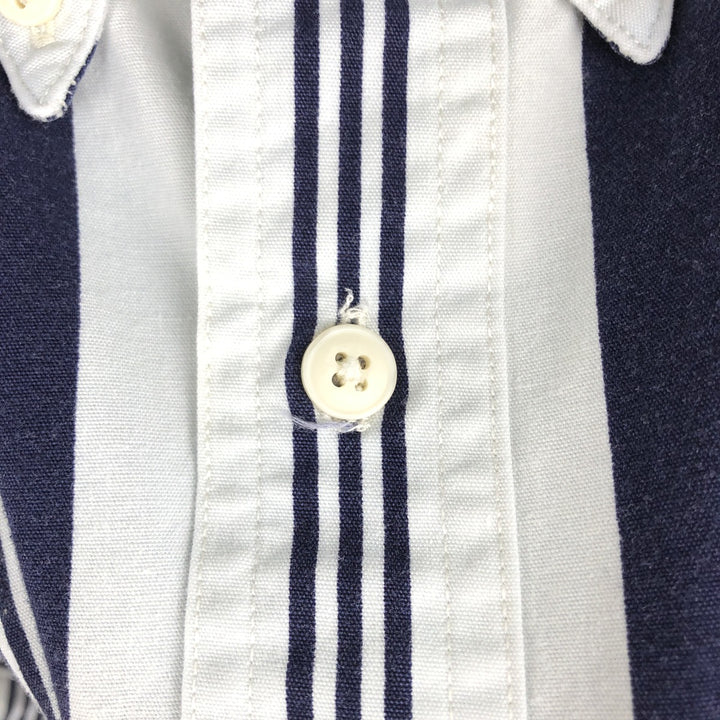 Ralph Lauren CHAPS Multi-stripe Short-Sleeve Button-Down Striped Shirt, Men's Size L (approx.) cotton navy blue type Vintage Second Hand