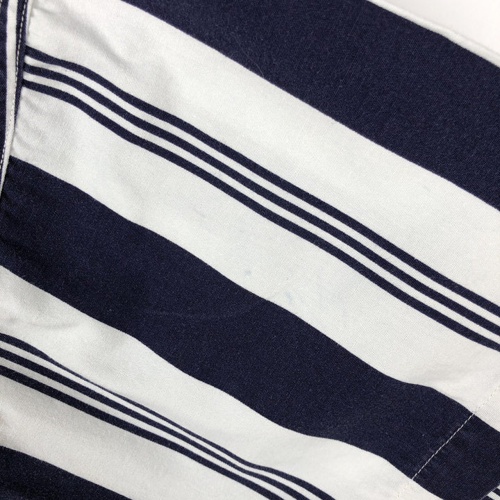 Ralph Lauren CHAPS Multi-stripe Short-Sleeve Button-Down Striped Shirt, Men's Size L (approx.) cotton navy blue type Vintage Second Hand