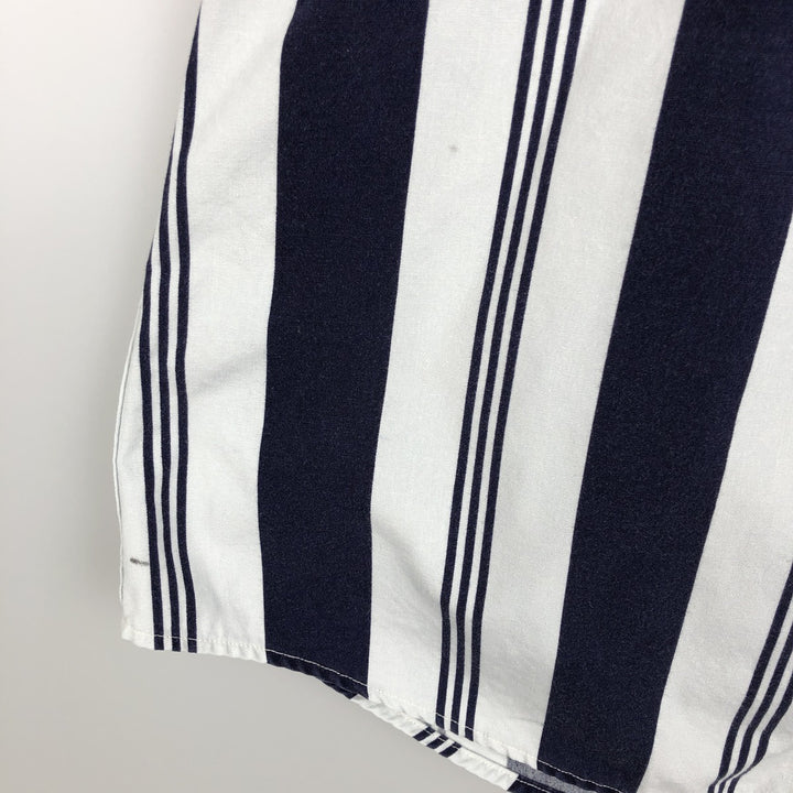 Ralph Lauren CHAPS Multi-stripe Short-Sleeve Button-Down Striped Shirt, Men's Size L (approx.) cotton navy blue type Vintage Second Hand
