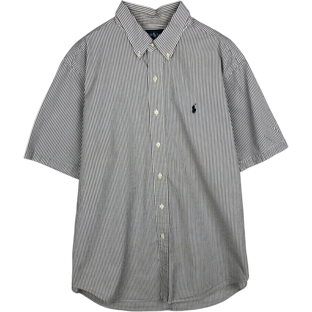 Ralph Lauren Classic Fit Short Sleeve Button Down Striped Shirt Men's XL cotton gray type Vintage Second Hand