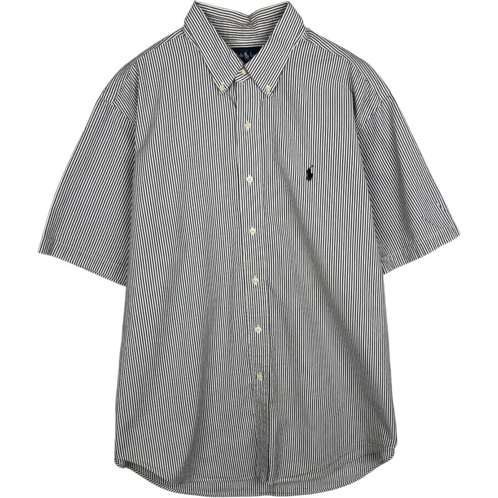Ralph Lauren Classic Fit Short Sleeve Button Down Striped Shirt Men's XL cotton gray type Vintage Second Hand