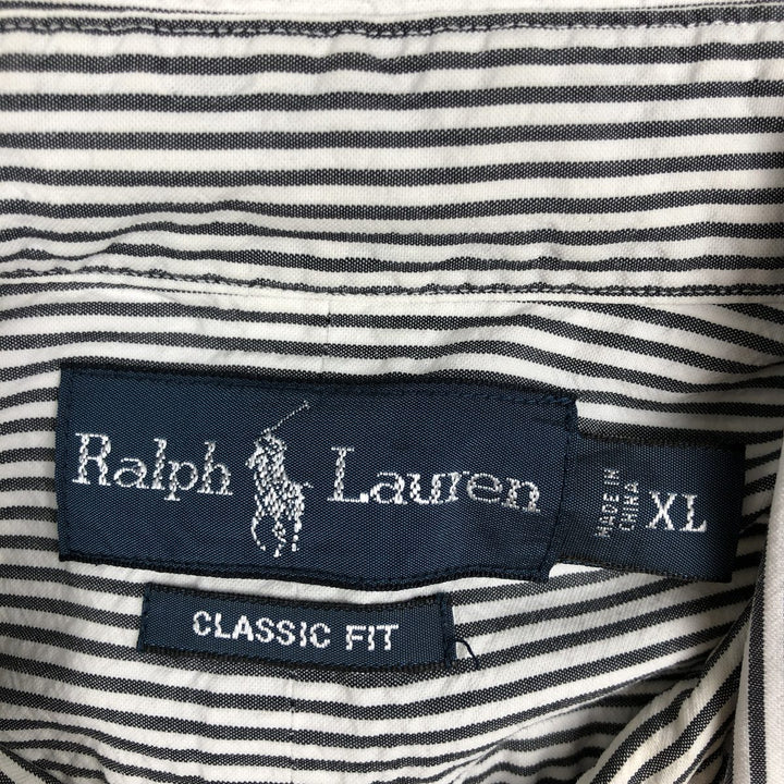 Ralph Lauren Classic Fit Short Sleeve Button Down Striped Shirt Men's XL cotton gray type Vintage Second Hand