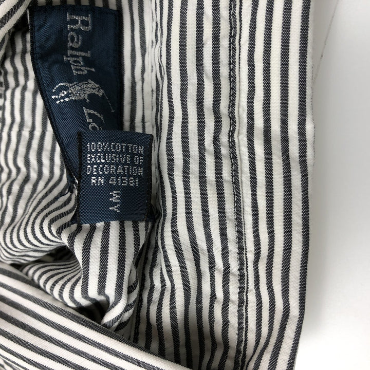 Ralph Lauren Classic Fit Short Sleeve Button Down Striped Shirt Men's XL cotton gray type Vintage Second Hand